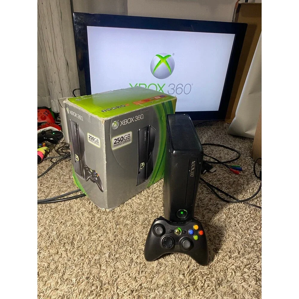 Microsoft Xbox 360 Slim Console 250GB Black - Tested - In Box Matching Serials
